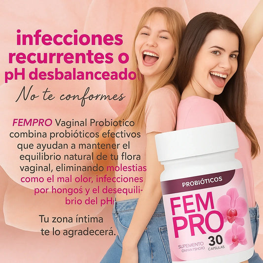 ¿Sientes molestias, mal olor o desequilibrio en tu zona íntima? FemPro es el probiótico natural que ayuda a recuperar tu confianza desde adentro 🌸